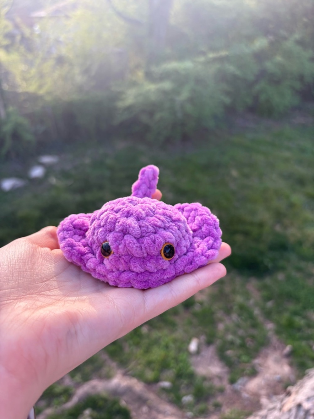 Handmade Plush Fiber Art Ray - Purple Crochet Ocean Buddy